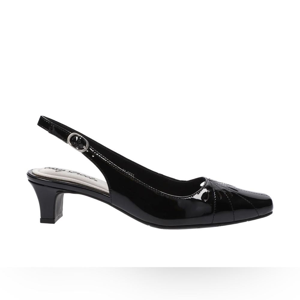 Women’s Dress Shoes Easy Street Catie Slingback Pumps Black Patent Size 7.5 - Picture 7 of 11
